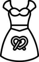 Dirndl Dress and Pretzel concept as A traditional dirndl dress with a pretzel and ample copy space symbolizing the festive attire and snacks of Oktoberfest. in P vector