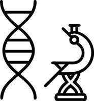 DNA strand and a microscope symbolizing genetics and research with ample space for text. concept as A DNA strand and a microscope representing the fundamentals o vector