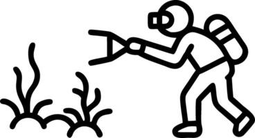 Diver with Diving Gear and Flashlight in Fantasy Ocean concept as Mid shot of a diver with diving gear and flashlight exploring a fantasy ocean. The scene includ vector