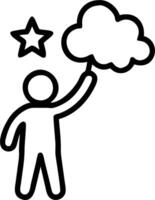 Dreamer with a cloud icon and a star symbolizing dreams of celestial success with ample space for text. concept as A dreamer holding a cloud icon and a star repr vector