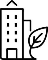 Eco friendly office building and a green leaf symbolizing green business practices with ample space for text. concept as An eco friendly office building with a g vector