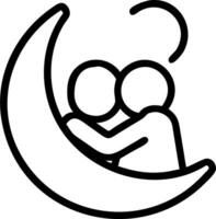 Embracing Silhouettes and Moon concept as Embracing silhouettes with a moon symbol and ample copy space symbolizing tranquility and emotional connection in a hug vector