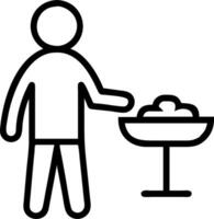 Employee with a bowl of nuts and a standing desk converter symbolizing workplace wellness with ample space for text. concept as An employee with a bowl of nuts a vector