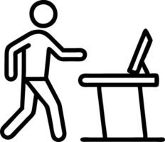 Employee with a fitness tracker and a desk treadmill symbolizing physical activity with ample space for text. concept as An employee using a fitness tracker and vector