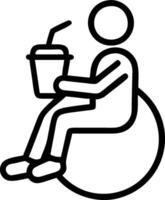 Employee with a smoothie and a fitness ball symbolizing nutrition and exercise with ample space for text. concept as An employee holding a smoothie and sitting o vector