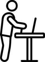 Employee with a standing desk and a posture corrector symbolizing ergonomic wellness with ample space for text. concept as An employee using a standing desk and vector