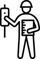 Engineer with a blueprint and a scale model symbolizing dreams of engineering success with room for text. concept as An engineer holding a blueprint and a scale vector