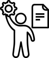 Engineer with an innovation award and a schematic indicating engineering success with space for text. concept as An engineer holding an innovation award and a sc vector