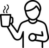 Entrepreneur with Coffee and Phone concept as An entrepreneur holding a coffee cup and using a phone set against a dreamy background offering ample space for tex vector