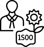 Environmental Engineer with Plant and Certificate concept as An image of an environmental engineer with a plant and ISO14001 certificate set against a dreamy bac vector