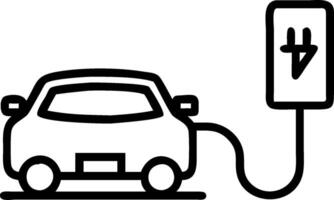 EV car charging at a station with a plug icon symbolizing sustainability and innovation with ample space for text. concept as An EV car at a charging station wit vector