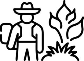 Explorer with Hat and Backpack in Enchanted Jungle concept as Long shot of an explorer with a hat and backpack standing in an enchanted jungle. The background fe vector