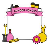 Factory and Tools Border with Labor Day Celebration Wording concept as A striking border frame featuring a factory and various tools symbolizing the industrial r vector