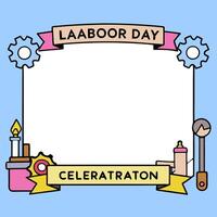 Factory and Tools Border with Labor Day Celebration Wording concept as A striking border frame featuring a factory and various tools symbolizing the industrial r vector
