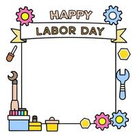 Factory and Tools Border with Labor Day Celebration Wording concept as A striking border frame featuring a factory and various tools symbolizing the industrial r vector