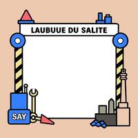 Factory and Tools Border with Labor Day Celebration Wording concept as A striking border frame featuring a factory and various tools symbolizing the industrial r vector