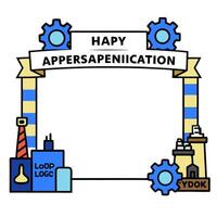 Factory and Tools Border with Labor Day Celebration Wording concept as A striking border frame featuring a factory and various tools symbolizing the industrial r vector