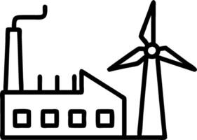 Factory with a green roof and wind turbine symbolizing sustainable manufacturing with ample space for text. concept as A factory featuring a green roof and adjac vector