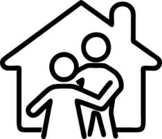 Family Hugging and House concept as A family hugging with a house symbol and ample copy space representing the warmth and love of home. in Photo Stock Concept vector