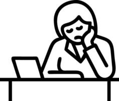 Female executive looking out of a window appearing thoughtful concept as A female executive standing by a large window looking out thoughtfully with a concerned vector