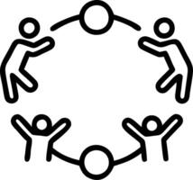 Figures passing a ball in a circle symbolizing cooperation and team challenge with ample space for text. concept as Figures passing a ball in a circle representi vector