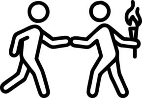 Figures passing a torch symbolizing continuity and challenge with ample space for text. concept as Figures passing a torch to each other representing continuity vector