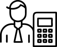 Finance Manager with Spreadsheet and Calculator concept as A finance manager reviewing a spreadsheet and using a calculator set against a dreamy background offer vector
