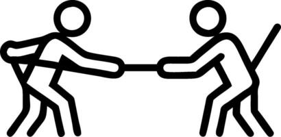 Figures in a tug of war symbolizing competition and team challenge with ample space for text. concept as Figures engaged in a tug of war representing the competi vector