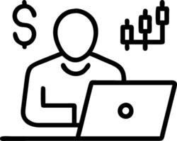Financial analyst using AI tools for stock valuation concept as A financial analyst in a modern office using AI tools on a laptop for stock valuation highlightin vector