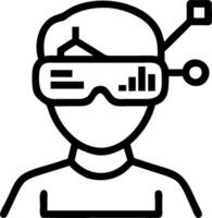 Financial Consultant with Smart Glasses and Financial Analysis in Futuristic Office concept as Mid shot of a financial consultant wearing smart glasses while per vector