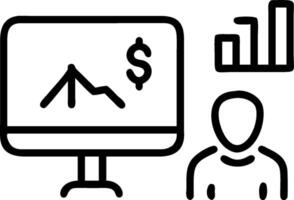 Financial journalist reporting on stock valuation trends concept as A financial journalist in a newsroom reporting on stock valuation trends using a computer hig vector