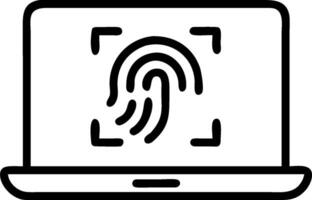 Fingerprint Scan on Laptop concept as A laptop displaying a fingerprint scan interface for authentication with ample blank space around the device. in Photo Stoc vector