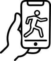 Fitness Tracking App Usage concept as A person uses a fitness tracking app on their smartphone during an outdoor workout to monitor their progress. in Photo Stoc vector