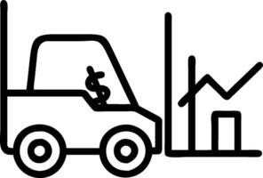Forklift and a budget efficiency report symbolizing efficient budgeting in distribution in double exposure with copy space. concept as A forklift blended with a vector