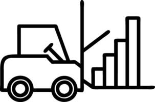 Forklift and a revenue forecast chart symbolizing revenue management in distribution in double exposure with copy space. concept as A forklift blended with a rev vector