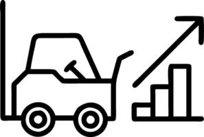 Forklift and a revenue forecast chart symbolizing revenue management in distribution in double exposure with copy space. concept as A forklift blended with a rev vector