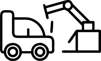 Forklift and a robotic arm symbolizing warehouse automation in double exposure with copy space. concept as A forklift blended with a robotic arm representing war vector
