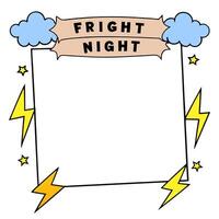 Frankenstein and Lightning Border with Fright Night Wording concept as A thrilling border frame featuring Frankenstein and lightning bolts perfect for Halloween vector