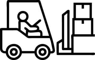 Forklift Driver with Inventory Scanner and Pallet Racks in Magical Warehouse concept as Wide shot of a forklift driver using an inventory scanner while moving pa vector