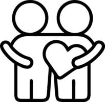 Friends Hugging and Heart concept as Friends hugging with a heart symbol and ample copy space symbolizing friendship and affection in a hug. in Photo Stock Conce vector