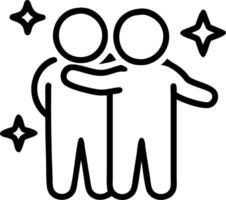 Friends Hugging and Stars concept as Friends hugging with stars in the background and ample copy space symbolizing the magic and joy in a hug. in Photo Stock Con vector