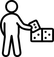 Gambler with a dice cup and a gaming table indicating dice rolling with ample space for text. concept as A gambler holding a dice cup and standing by a gaming ta vector