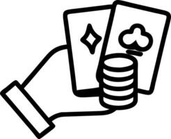 Gambler with a winning card and a stack of chips symbolizing card games and winning with blank space. concept as A gambler holding a winning card and a large sta vector