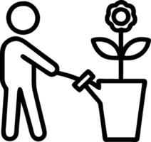 Gardener with a watering can and a flower pot symbolizing growth and nurturing with ample blank space. concept as A gardener holding a watering can and a flower vector