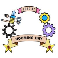 Gear and Tool Border with Honoring Labor Day Wording concept as A unique border frame featuring gears and tools symbolizing the intricate machinery and teamwork vector
