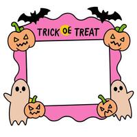 Ghost and Bat Border with Trick or Treat Wording concept as A ghostly border frame featuring ghosts and bats ideal for Halloween themed projects. The words Trick vector