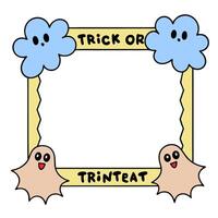 Ghost and Cobweb Border with Trick or Treat Wording concept as A spooky border frame featuring ghosts and cobwebs perfect for Halloween celebrations. The words T vector