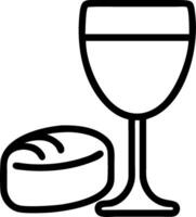 Glass of red wine and a piece of bread symbolizing classic dining with ample space for text. concept as A glass of red wine and a piece of bread representing the vector