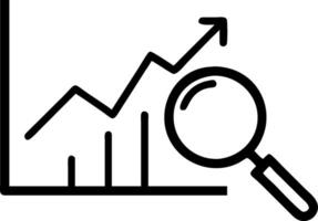 Graph and magnifying glass icon with copy space on white background concept as A illustration of a graph and magnifying glass icon with ample copy space o vector