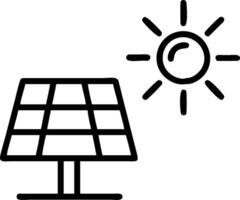 Green energy symbol and a solar farm symbolizing renewable power generation with ample space for text. concept as A green energy symbol and a solar farm represen vector